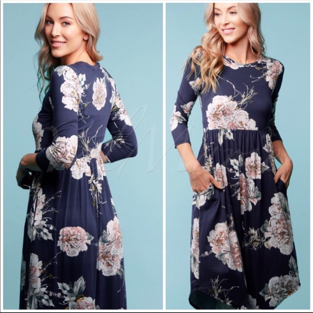 NWT ValMarie Soft Brushed Floral Midi Dress